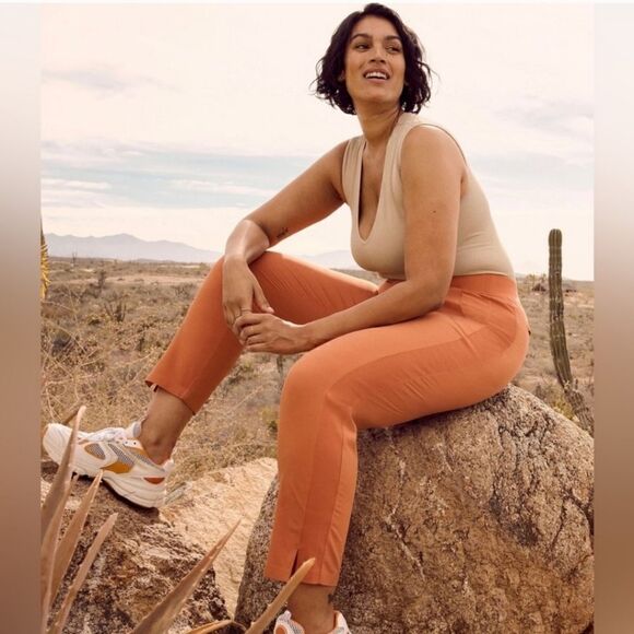 ATHLETA Brooklyn Ankle Pants Sun Baked Clay Orange Color Pockets Size 2 - Picture 2 of 14